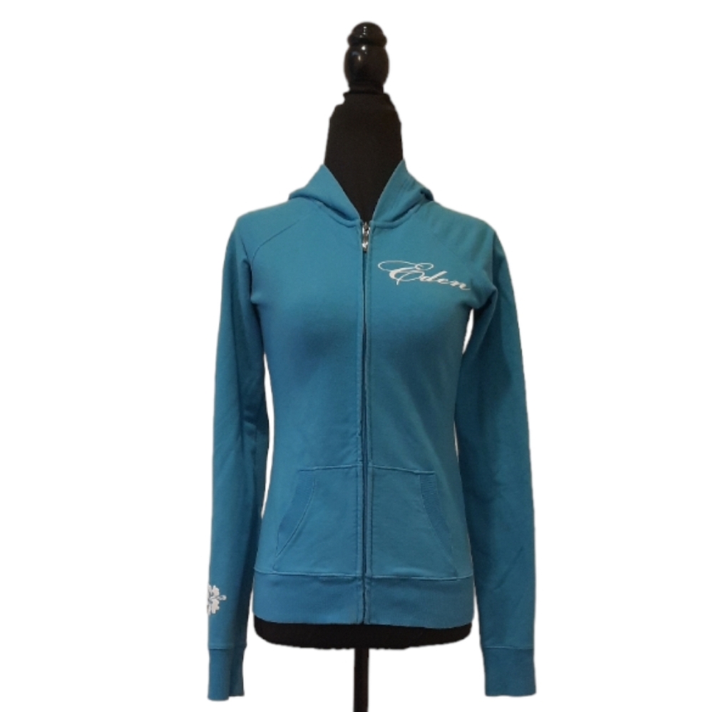 Eden Sweater Zip Up Hoodie Blue Women Size Extra Small XS